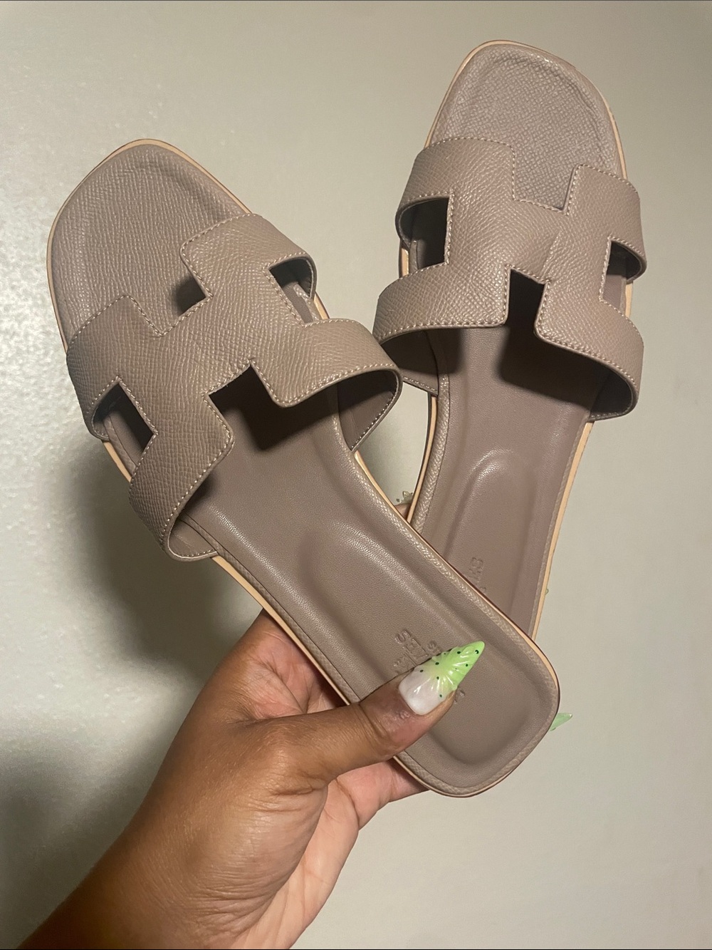 Women's Taupe Slide Sandals with Textured Upper - Casual Slip-On